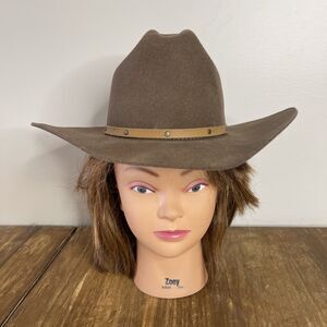 Genuine 100% Wool Cowboy Western Hat Lana/Lane Small‎ Brown wool Leather Trim